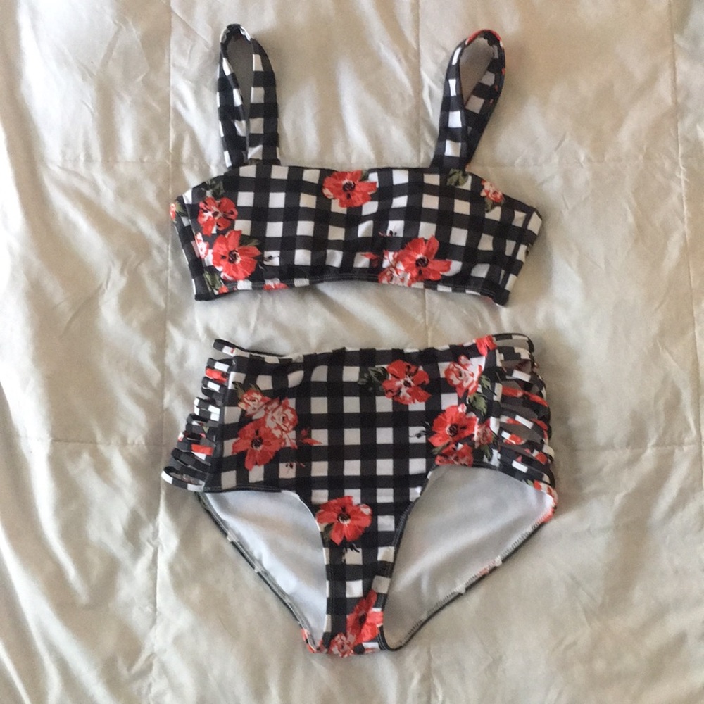 Justfab gingham high waisted bikini